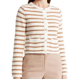 Amanda & Chelsea Cream and Tan Striped Cardigan